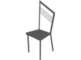 Steel Kitchen Chair with Wooden Seat 3D Model preview