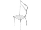 Steel Kitchen Chair with Wooden Seat 3D Model