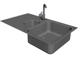 Steel Sink and Faucet 3D Model preview