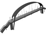 Suspension Arch Walkway Bridge 3D Model preview