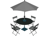 Table And Chairs With Beach Umbrella 3D Model preview