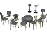 Vietnam Chairs Set 3D Model preview