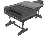 Vintage Piano 3D Model preview