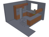 Walnut Kitchen 3D Model preview