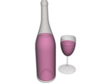 Wine Bottle and Glass 3D Model preview
