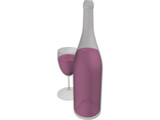 Wine Bottle and Glass 3D Model