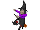 Witch Flying On Broom 3D Model preview
