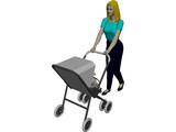 Woman [+Baby Carriage] 3D Model preview