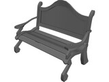 Wooden Park Bench 3D Model preview