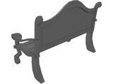 Wooden Park Bench 3D Model