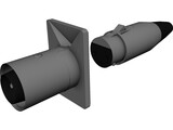 XLR Female Plug and Male Socket 3D Model preview