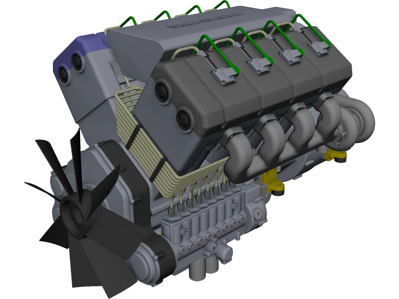 V8 Turbo Diesel Engine 3D Model