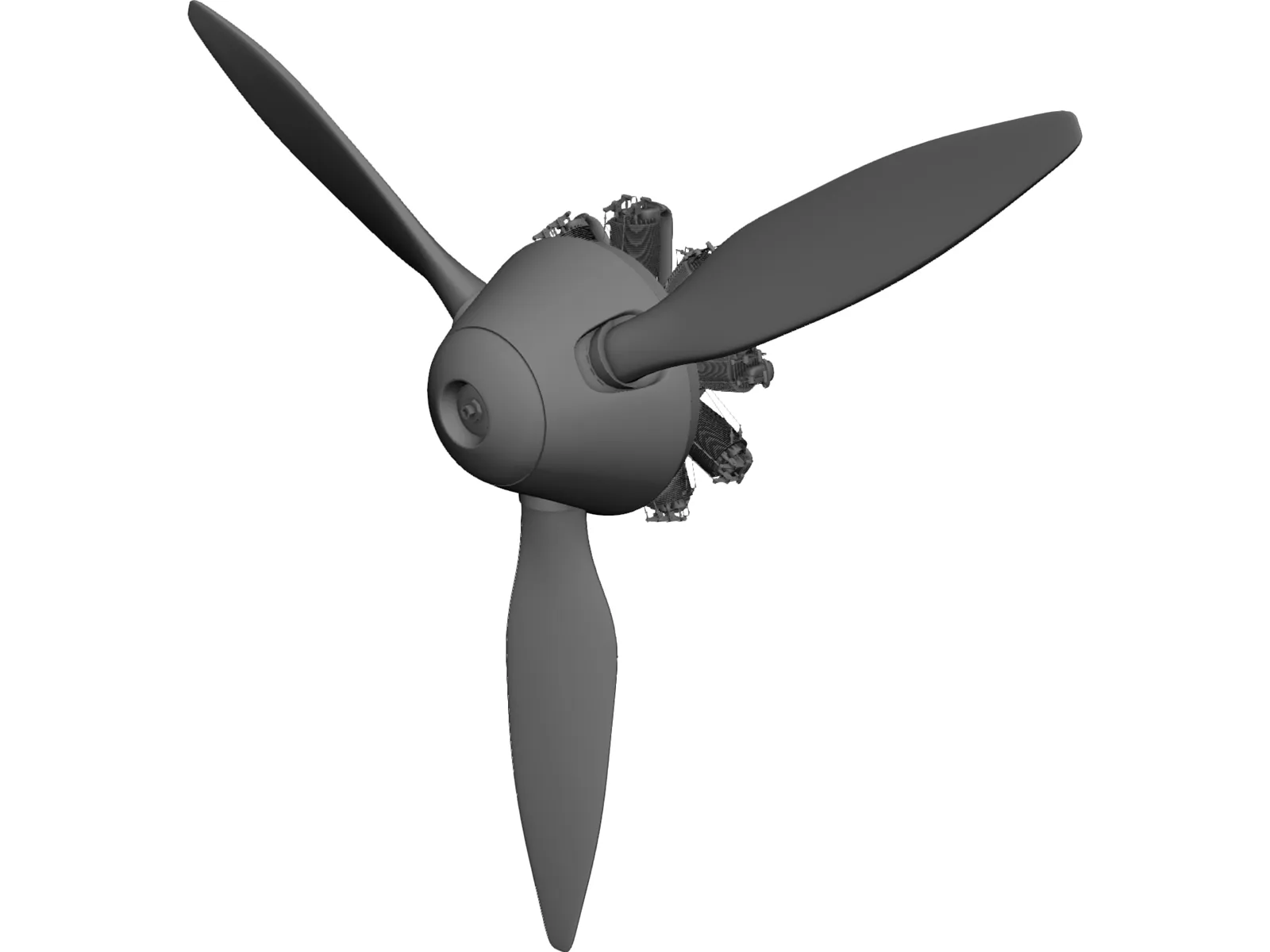 9-Cylinder Rotor Engine 3D Model