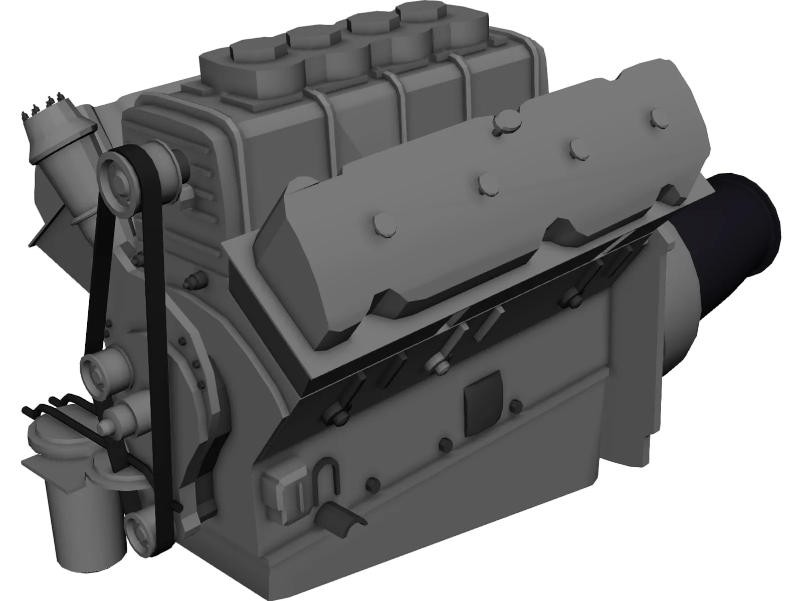 Race Block Supercharged Engine 3D Model