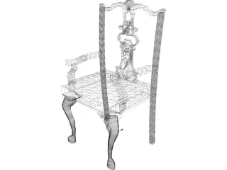 Chair Chippendale Cabriole Leg 3D Model