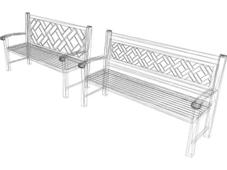 Wood Benches 3D Model