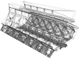 V12 Diesel Engine 3D Model