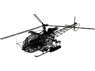 Aerospatiale SA 313B Alouette II 3D Model