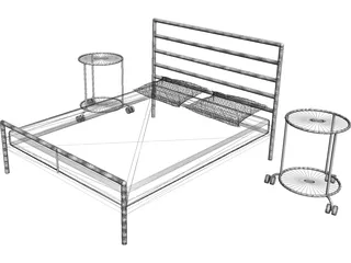IKEA Heimdal Bed and Sidetable 3D Model