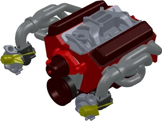 SBC Dual Turbo Engine 3D Model