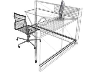 Office Cubicle 3D Model