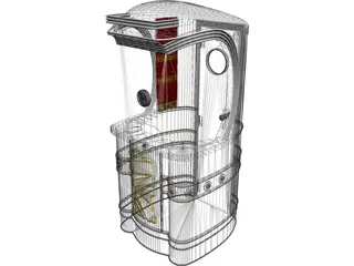 Art Deco Movie Theater Ticket Booth 3D Model