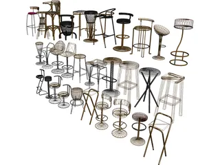 Bar Chairs Collection 3D Model