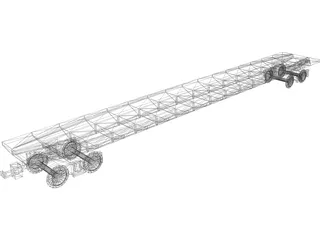 Flat Train Section 3D Model