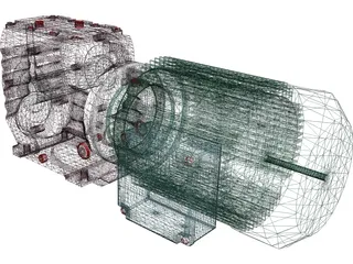 Worm Gear Motor Large 3D Model