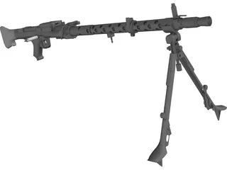 German Machinegun MG34 WWII 3D Model