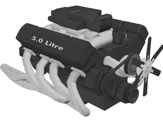 V8 5.0 Litre Engine 3D Model