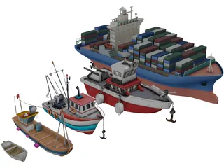 Boats Collection 3D Model
