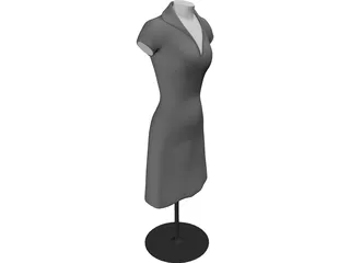 Female Mannequin Bust and Dress 3D Model