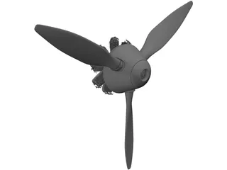 9-Cylinder Rotor Engine 3D Model