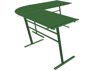 Desk Glass Top Contemporary 3D Model