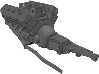 Ford Mustang Engine 3D Model