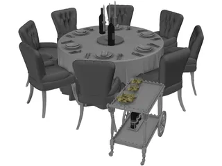 Kitchen Table with Chairs 3D Model