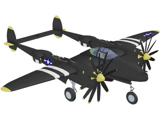 Lockheed P-38J Lightning 3D Model