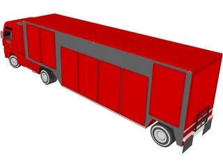 Euro Semi Truck with Trailer 3D Model