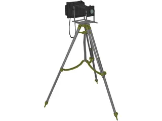 Old Fashion Camera On Tripod 3D Model
