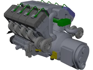 V8 Turbo Diesel Engine 3D Model