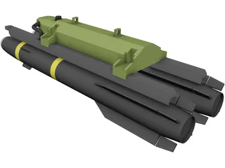 Hellfire Missile with Launcher 3D Model