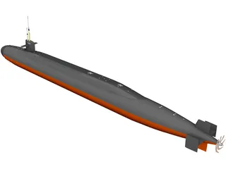 Ohio SSBN Nuclear Ballistic Missile Submarine 3D Model