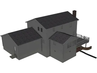 House 2-Story Suburban Colonial 3D Model