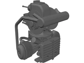 Citroen 2CV Engine 3D Model