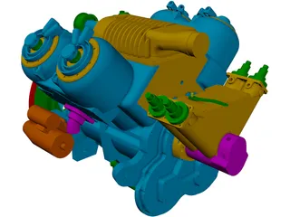 V4 Engine 3D Model