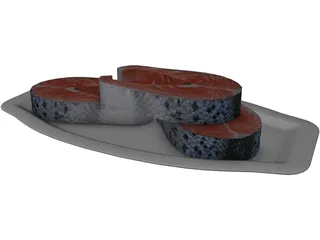 Salmon on a Plate 3D Model