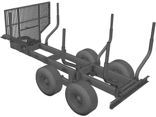 Log Trailer 3D Model