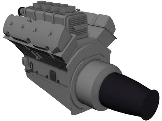 Race Block Supercharged Engine 3D Model