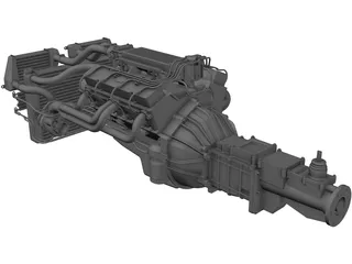 GM 350 V8 Turbo Engine 3D Model